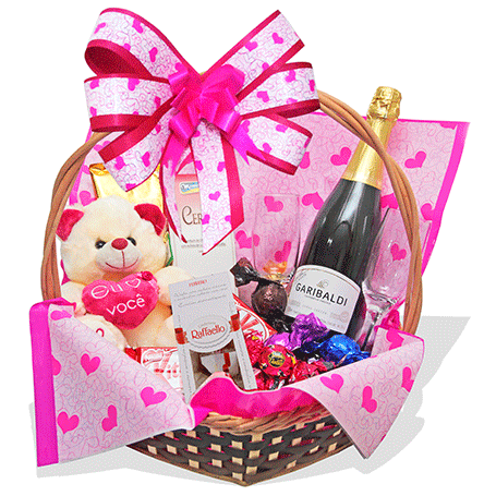 Cesta Champagne, Chocolates e Pelúcia<br>
Código: dc11
